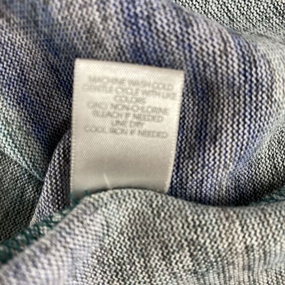 Christopher & Banks Women's Sz L Greens Blues Stripe Hi Lo Hem Long Sleeve Top - Picture 10 of 11